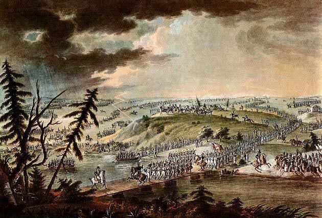 The Napoleonic army crossing the river Niemen.