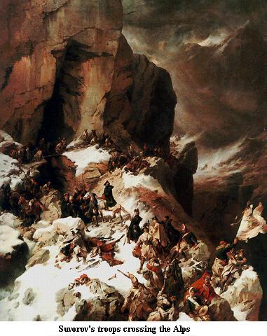Suvorov's troops crossing the Alps